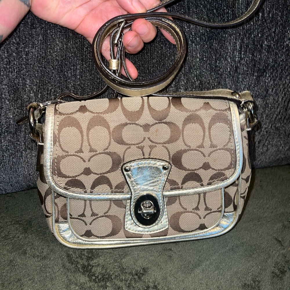 Coach Brown and Silver Women's Bag